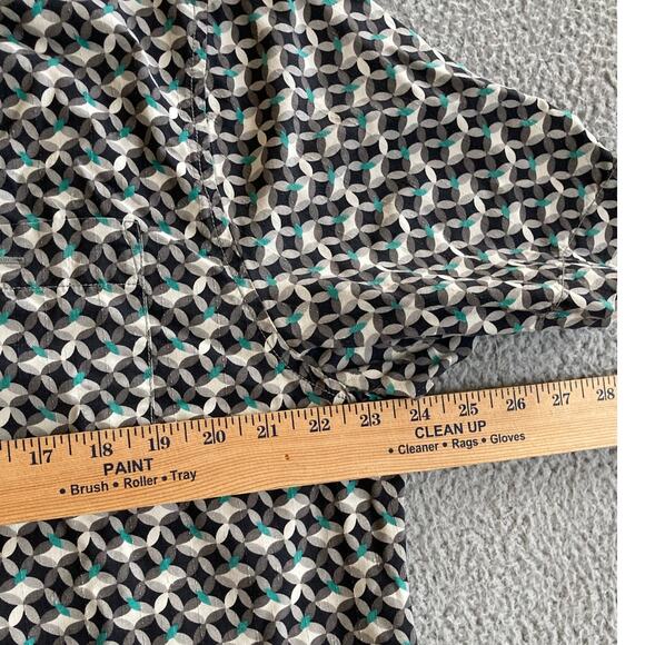Tommy Bahama Button Shirt Large Silk Geometric Short Sleeve Black Green Retro - Picture 9 of 13